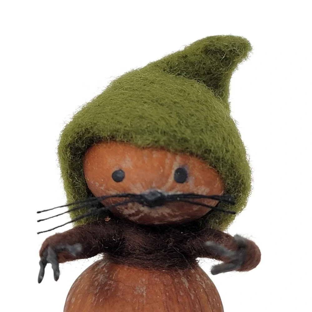 Woodland Waldorf Mice Handmade Hazelnut Felted Wool Nut Art‎ Toy Forest Set of 2